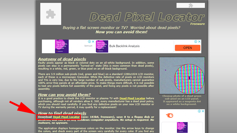 Tải phần mềm Dead Pixel Locator